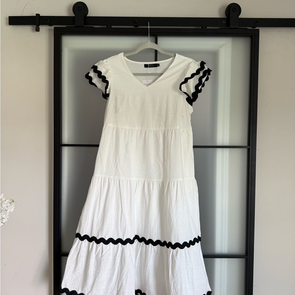 White Dress with Black Trim